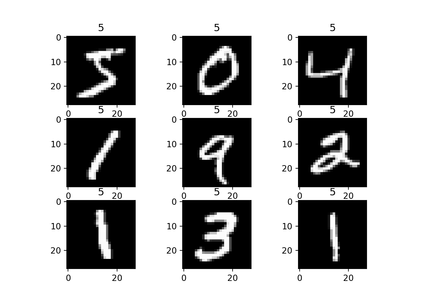 First 9 digits in the training set